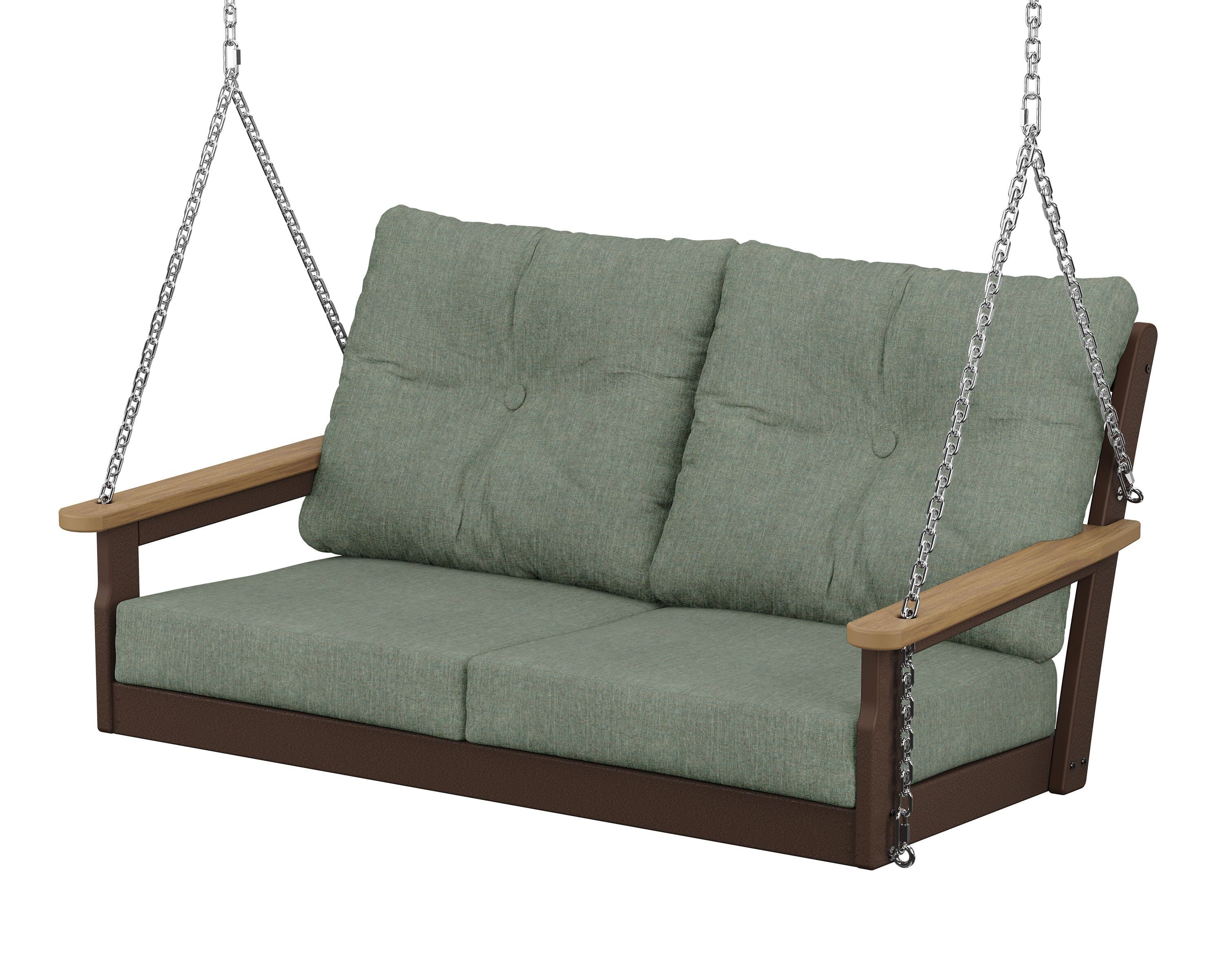 POLYWOOD® Vineyard Deep Seating Swing in Mahogany / Natural / Cast Sage