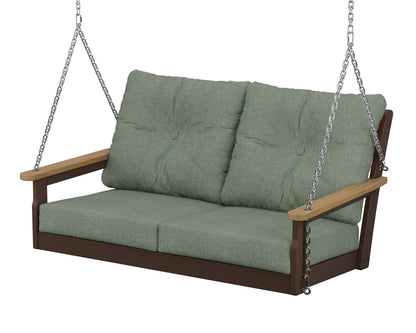 POLYWOOD® Vineyard Deep Seating Swing in Mahogany / Natural / Cast Sage