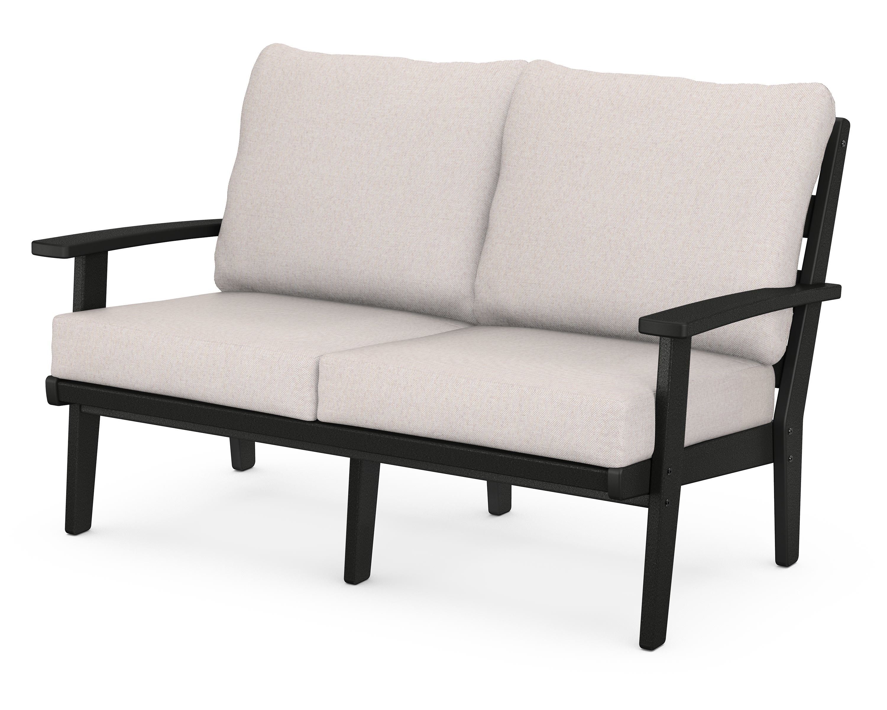 POLYWOOD® Grant Park Deep Seating Loveseat in Black / Dune Burlap