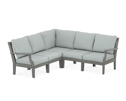POLYWOOD® Braxton Modular 5-Piece Deep Seating Set in Slate Grey / Spa