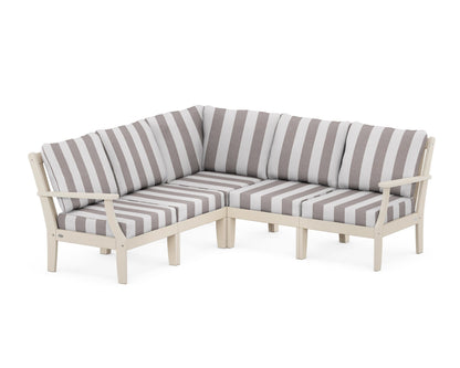 POLYWOOD® Braxton Modular 5-Piece Deep Seating Set in Sand / Cabana Stripe Grey Mist