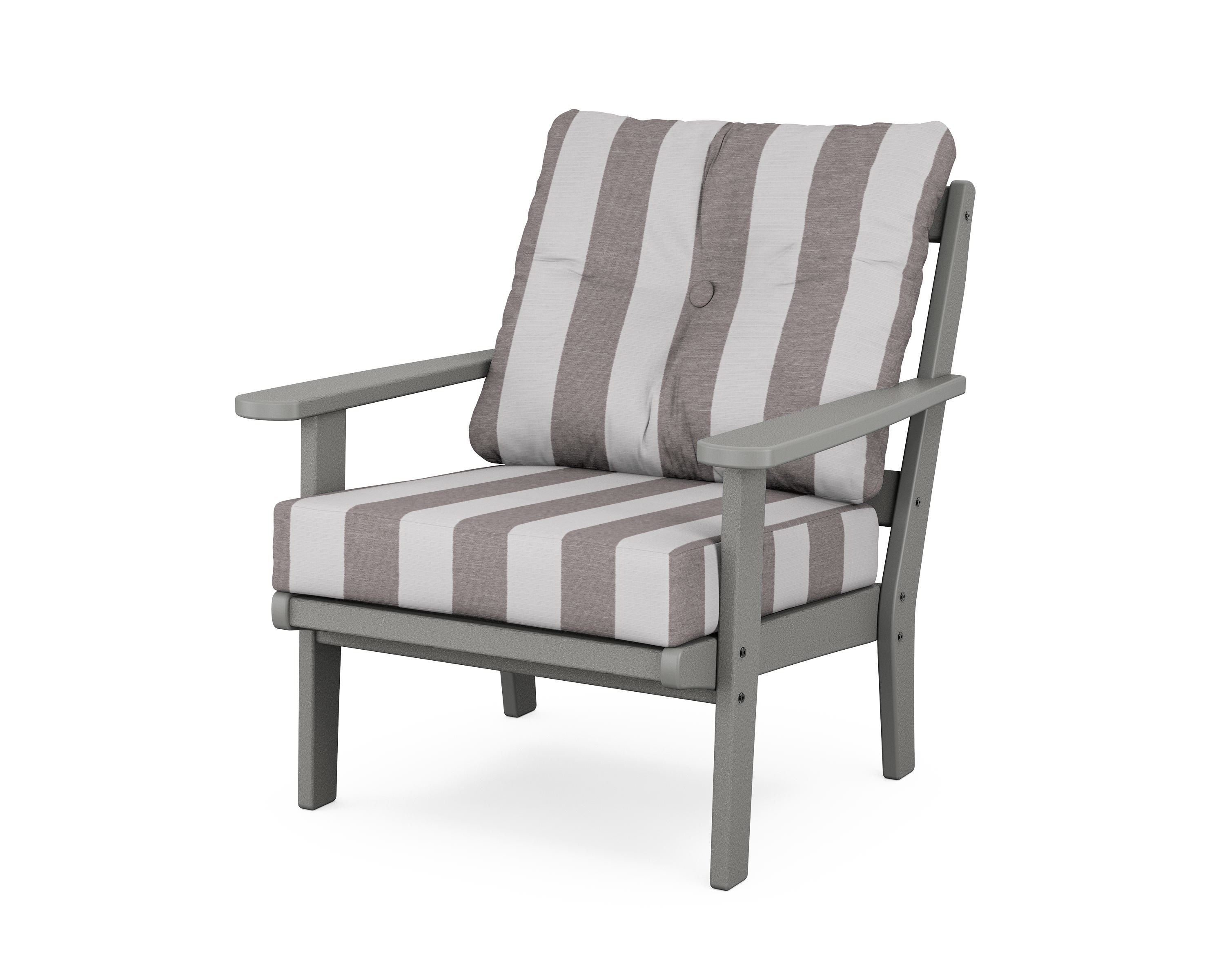 POLYWOOD® Mission Deep Seating Chair in Slate Grey / Cabana Stripe Grey Mist