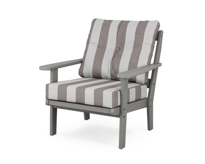 POLYWOOD® Mission Deep Seating Chair in Slate Grey / Cabana Stripe Grey Mist