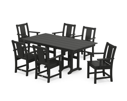 POLYWOOD® Prairie Arm Chair 7-Piece Farmhouse Dining Set in Black