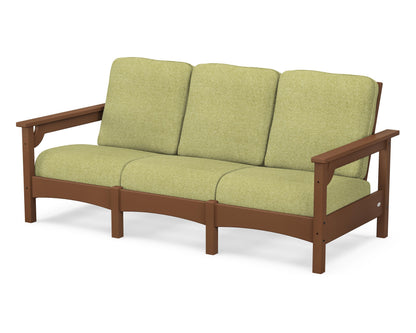 POLYWOOD® Club Sofa in Teak / Chartreuse Boucle