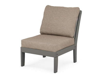 POLYWOOD® Braxton Modular Armless Chair in Slate Grey / Spiced Burlap