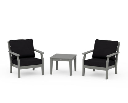Draper James™ by  POLYWOOD® Savannah 3-Piece Deep Seating Set in Slate Grey / Midnight Linen