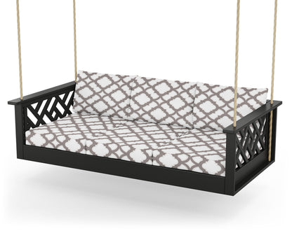 POLYWOOD® Chippendale Daybed Swing in Black / Trellis Grey Mist