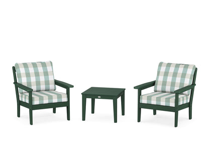 Country Living Cottage 3-Piece Deep Seating Set in Green / Buffalo Plaid Glacier Spa