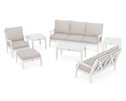 POLYWOOD® Braxton 7-Piece Deep Seating Set in White / Dune Burlap