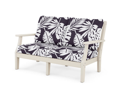 Martha Stewart by POLYWOOD® Chinoiserie Deep Seating Loveseat in Sand / Leaf Navy