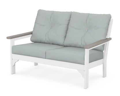 POLYWOOD® Vineyard Deep Seating Loveseat in White / Driftwood / Spa