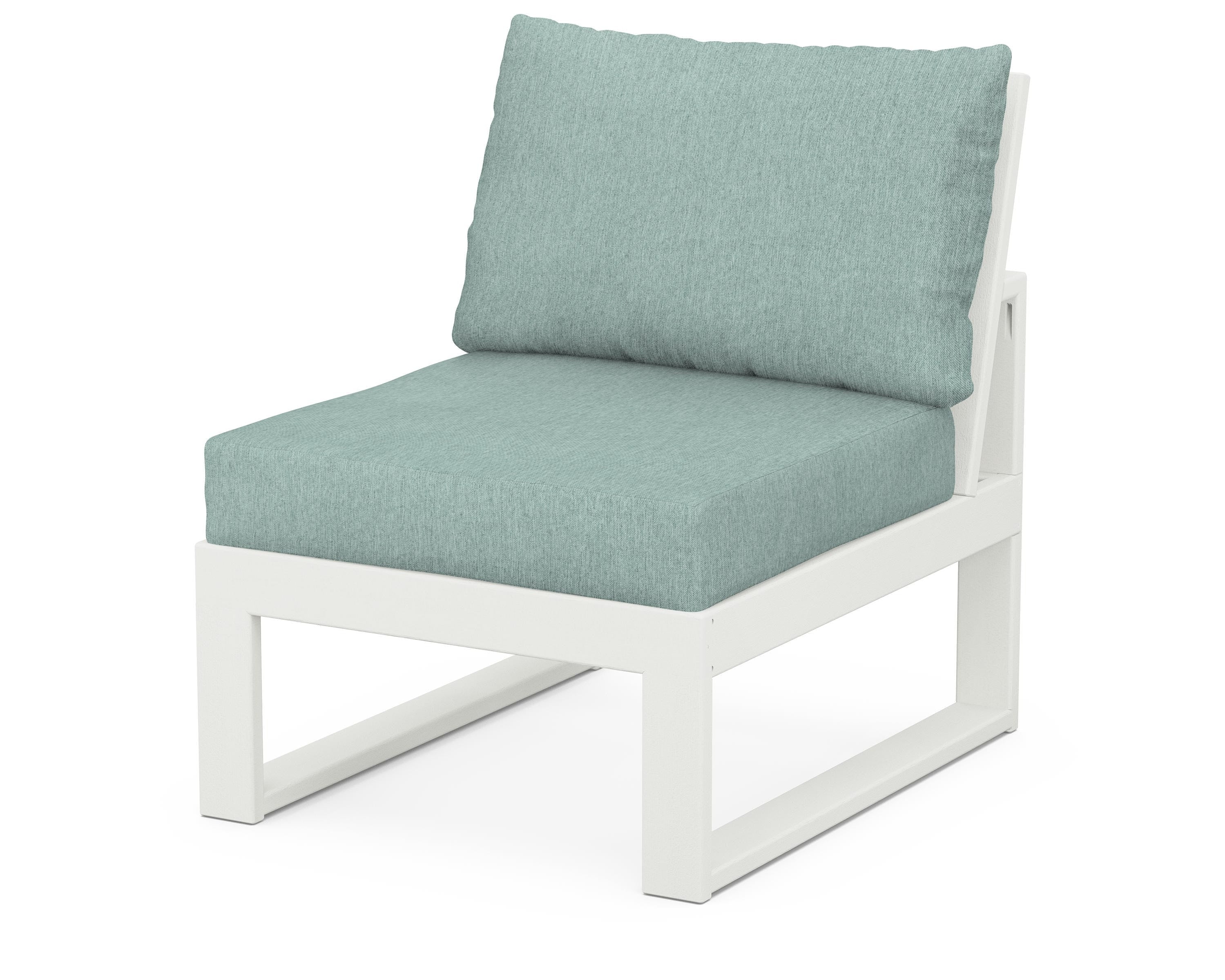 Unbranded Modular Armless Chair in Vintage White / Glacier Spa