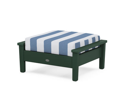 POLYWOOD® Prescott Deep Seating Ottoman in Green / Cabana Stripe Sky Blue