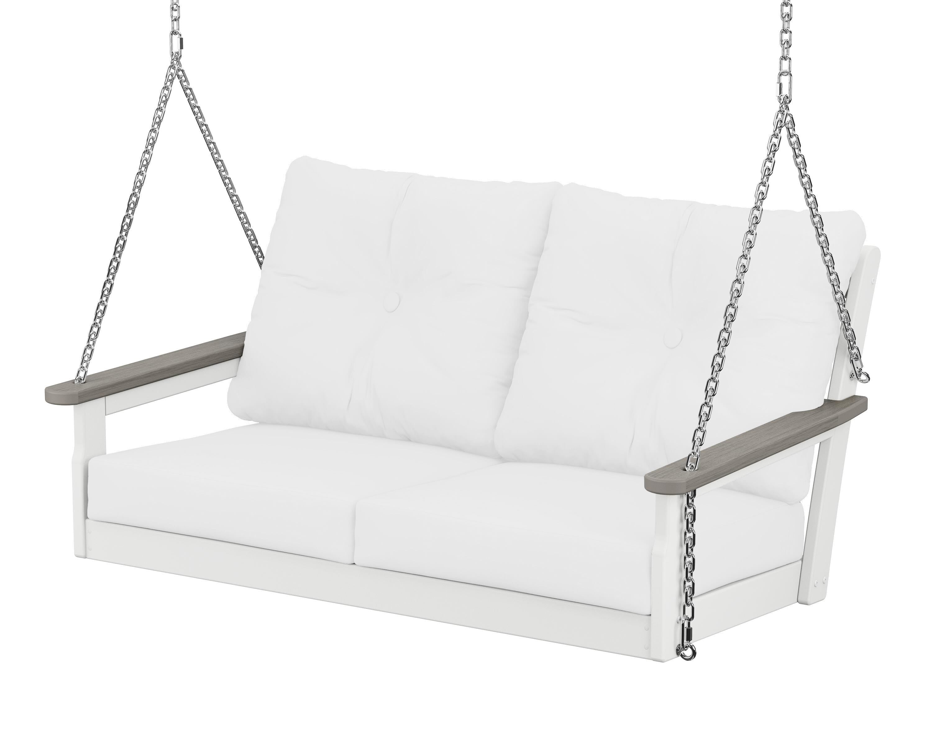 POLYWOOD® Vineyard Deep Seating Swing in White / Driftwood / Natural
