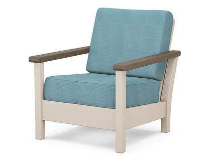 POLYWOOD® Harbour Deep Seating Chair in Sand / Kona / Lattice Sky Blue