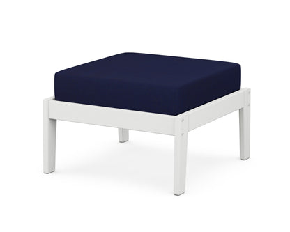 Unbranded Deep Seating Ottoman in White / Navy