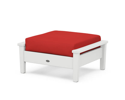 POLYWOOD® Prescott Deep Seating Ottoman in White / Crimson Linen