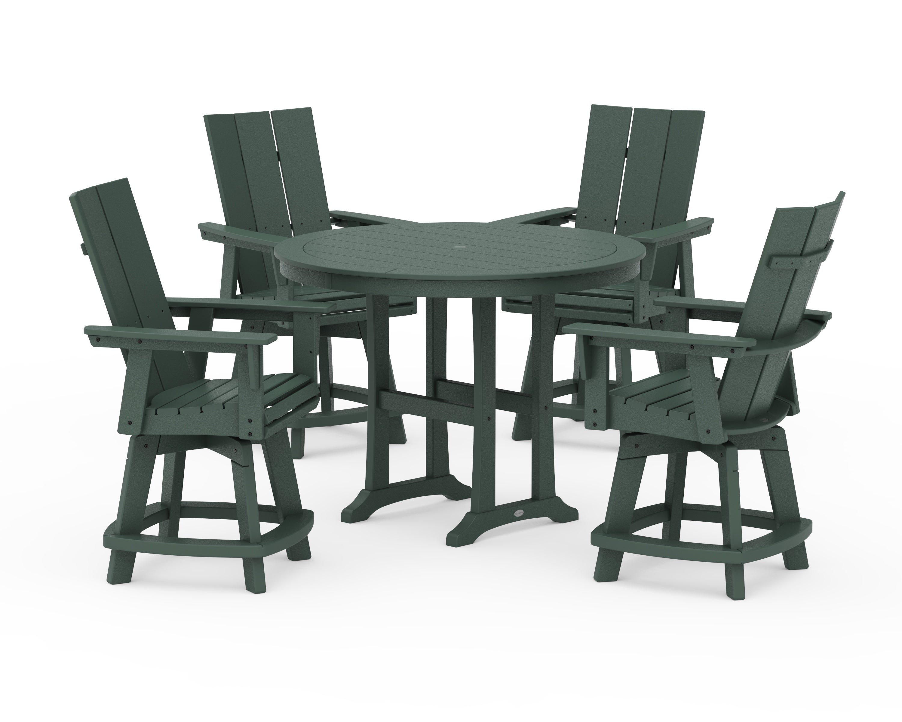 POLYWOOD® 5-Piece Modern Swivel Counter Set in Green