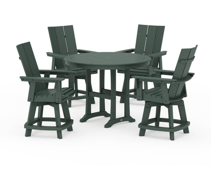 POLYWOOD® 5-Piece Modern Swivel Counter Set in Green