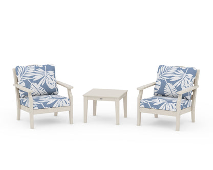 Draper James™ by  POLYWOOD® Savannah 3-Piece Deep Seating Set in Sand / Leaf Sky Blue