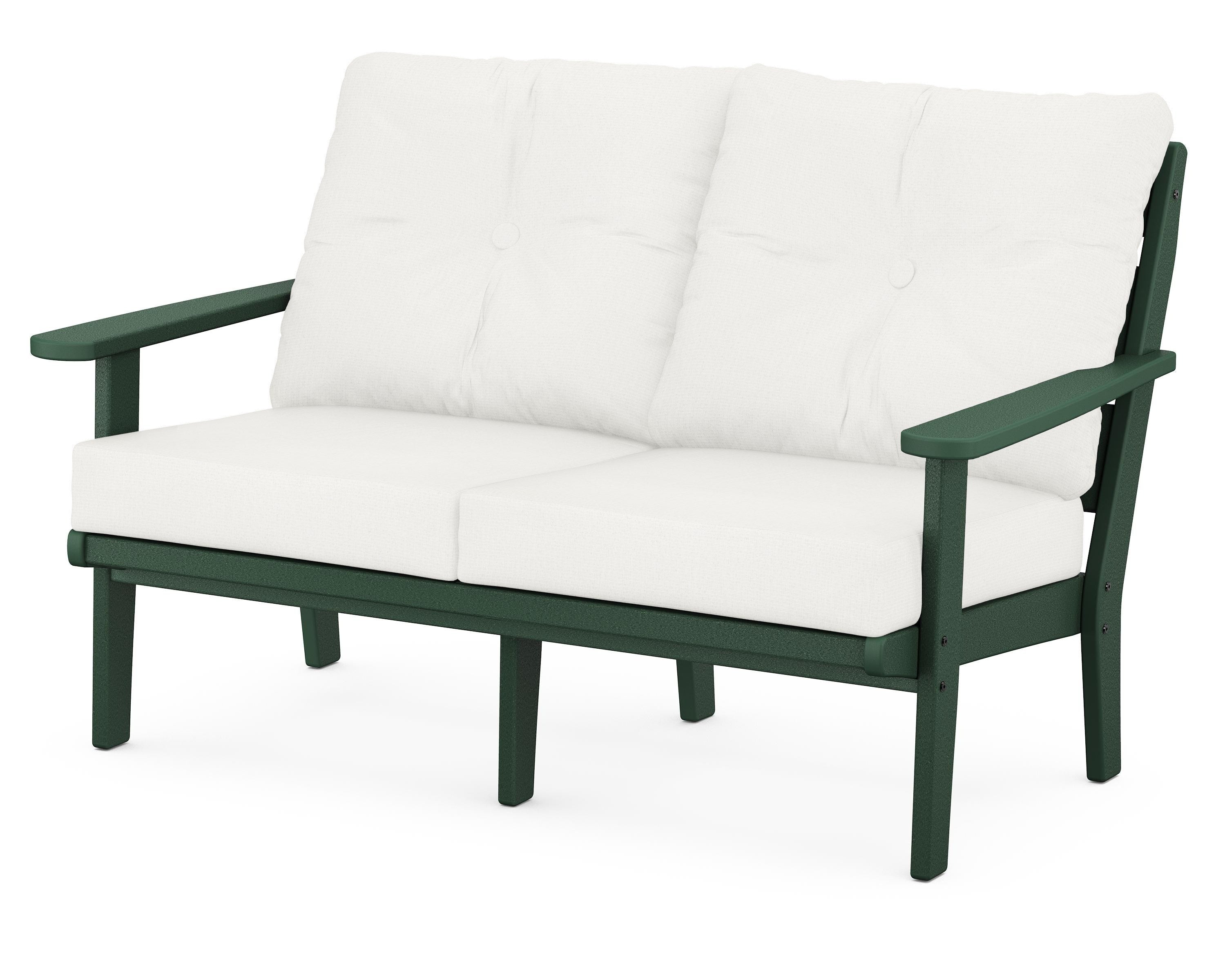 POLYWOOD® Lakeside Deep Seating Loveseat in Green / Natural Linen