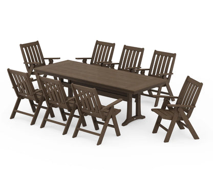 Vineyard Folding 9-Piece Farmhouse Dining Set with Trestle Legs