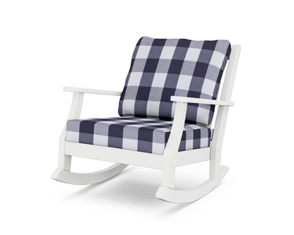 Country Living Wovendale Deep Seating Rocking Chair in White / Buffalo Plaid Navy