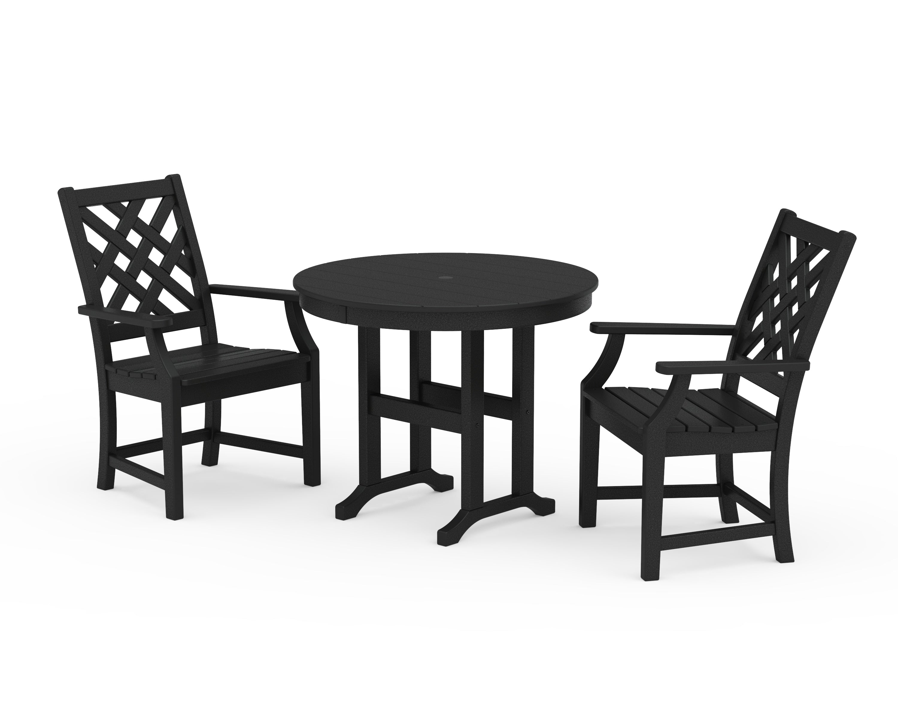 POLYWOOD® Wovendale 3-Piece Farmhouse Dining Set in Black