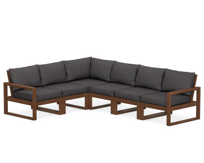 POLYWOOD® EDGE 6-Piece Modular Deep Seating Set in Teak / Ash Charcoal