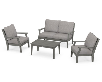 POLYWOOD® Braxton 4-Piece Deep Seating Chair Set in Slate Grey / Grey Mist