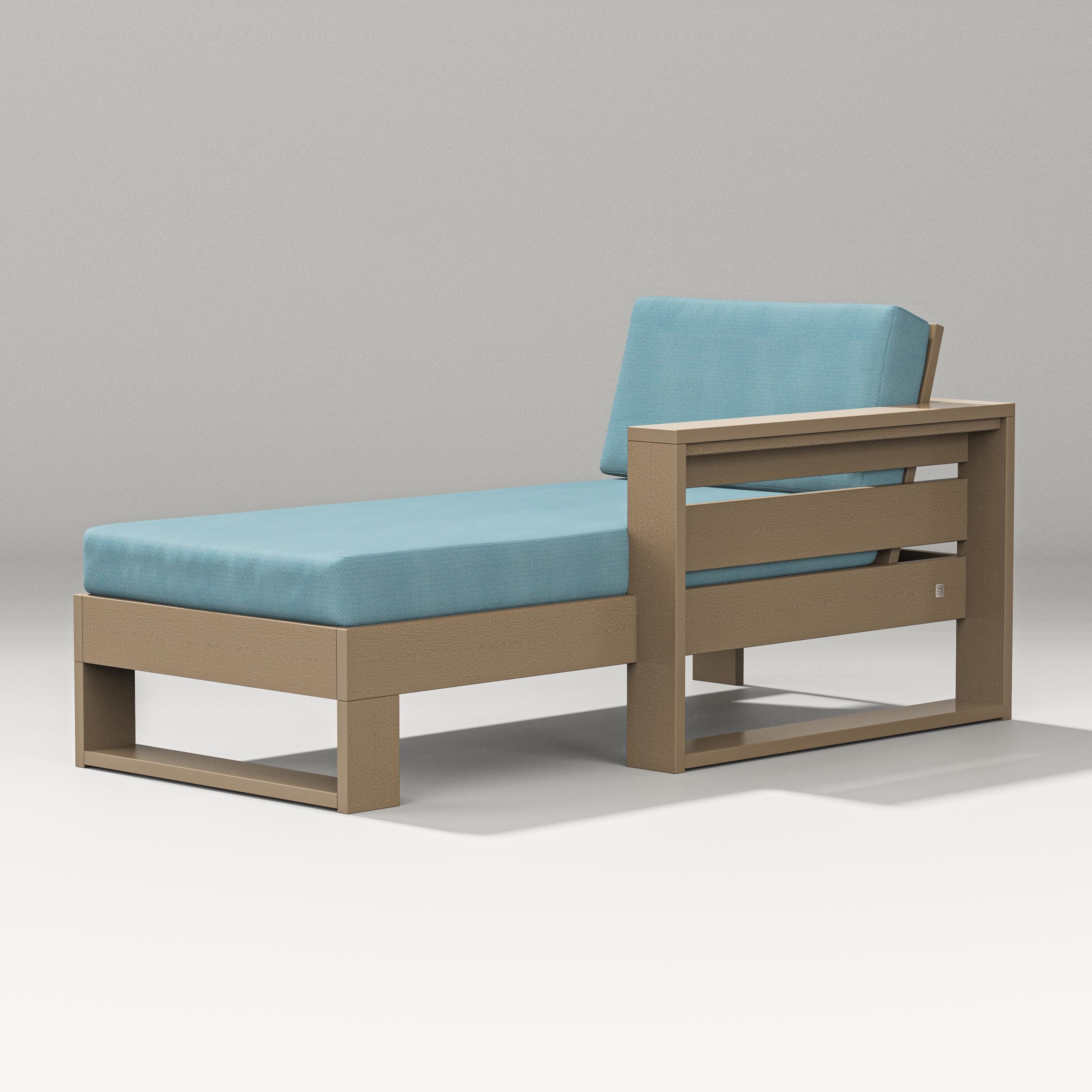 PW Designer Series Latitude Modular Right Arm Chaise in Vintage Sahara / Lattice Sky Blue