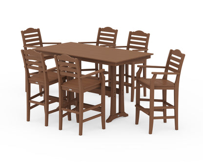 Draper James™ by  POLYWOOD® Savannah Arm Chair 7-Piece Farmhouse Bar Set with Trestle Legs in Teak
