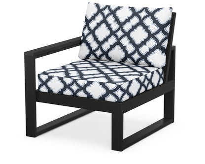 POLYWOOD® EDGE Modular Left Arm Chair in Black / Trellis Marine Indigo