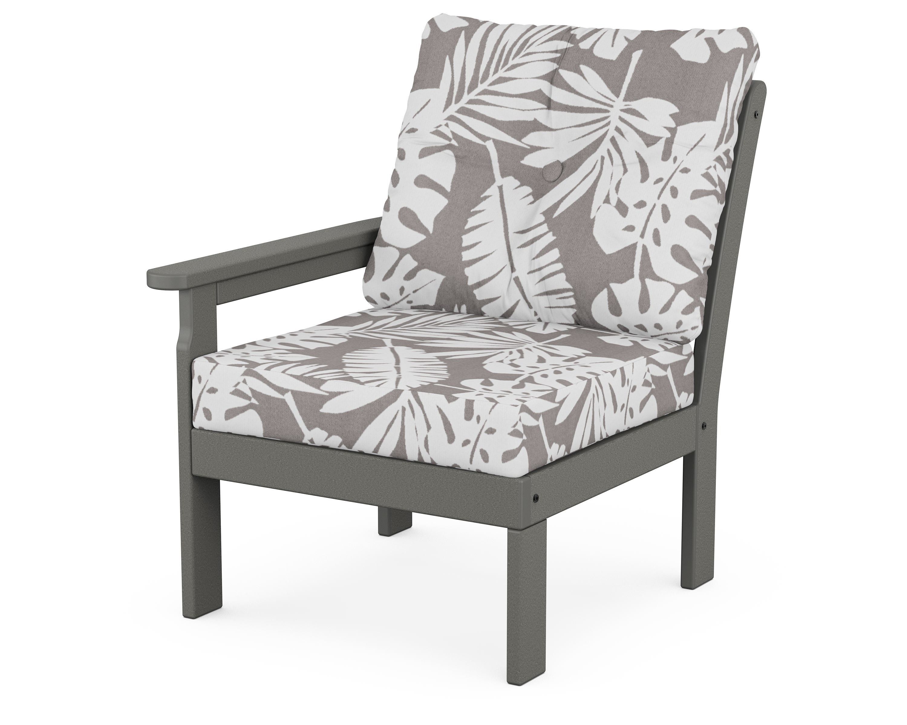 POLYWOOD® Vineyard Modular Left Arm Chair in Slate Grey / Leaf Grey Mist