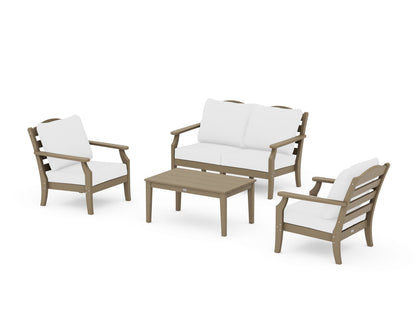 Draper James™ by  POLYWOOD® Savannah 4-Piece Deep Seating Set with Loveseat in Vintage Sahara / Natural