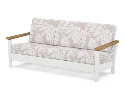 POLYWOOD® Harbour Deep Seating Sofa in White / Natural / Leaf Dune Burlap