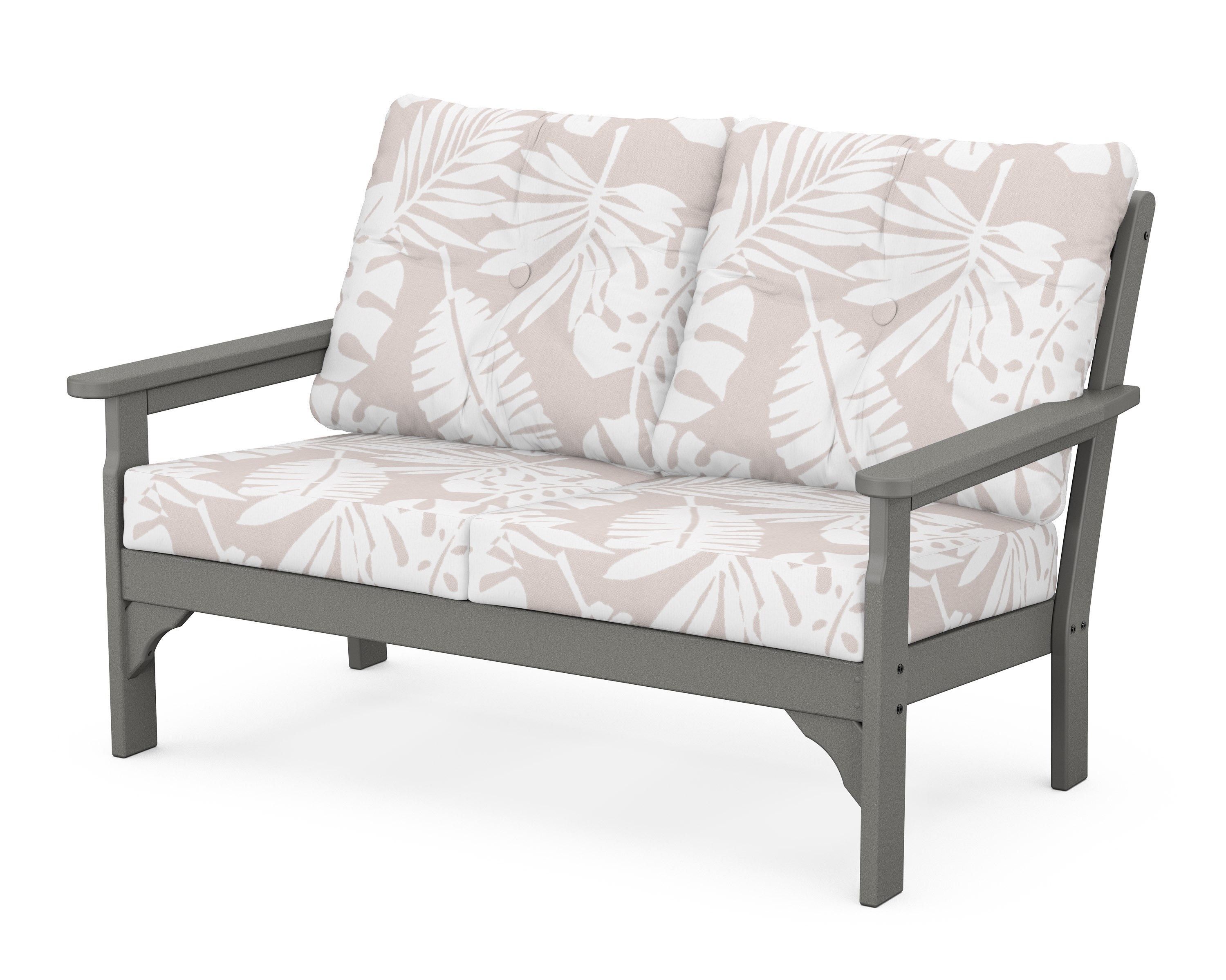 POLYWOOD® Vineyard Deep Seating Loveseat in Slate Grey / Leaf Dune Burlap