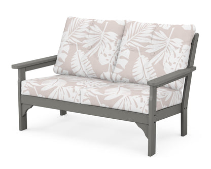 POLYWOOD® Vineyard Deep Seating Loveseat in Slate Grey / Leaf Dune Burlap