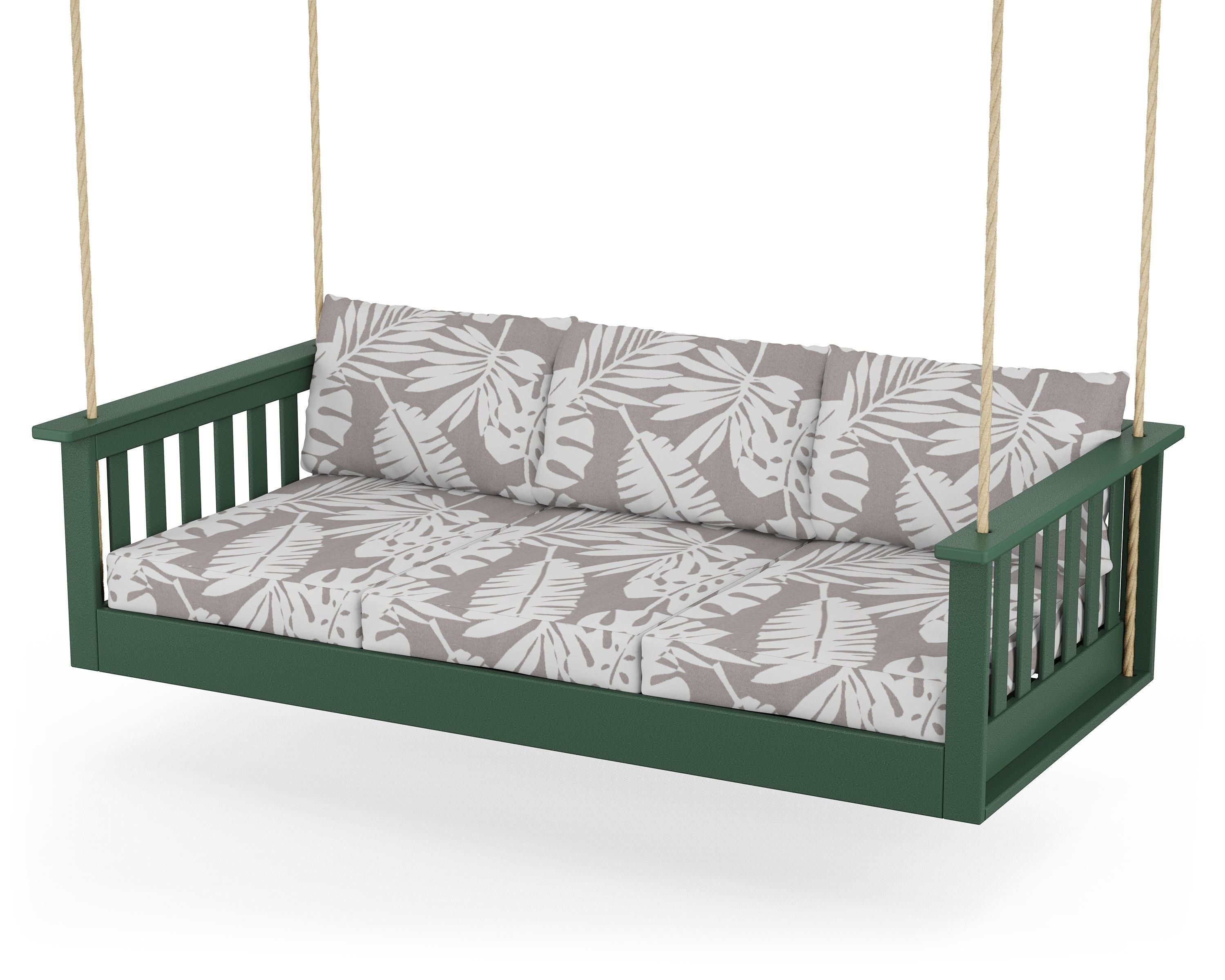 POLYWOOD® Vineyard Daybed Swing in Green / Leaf Grey Mist