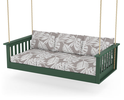 POLYWOOD® Vineyard Daybed Swing in Green / Leaf Grey Mist