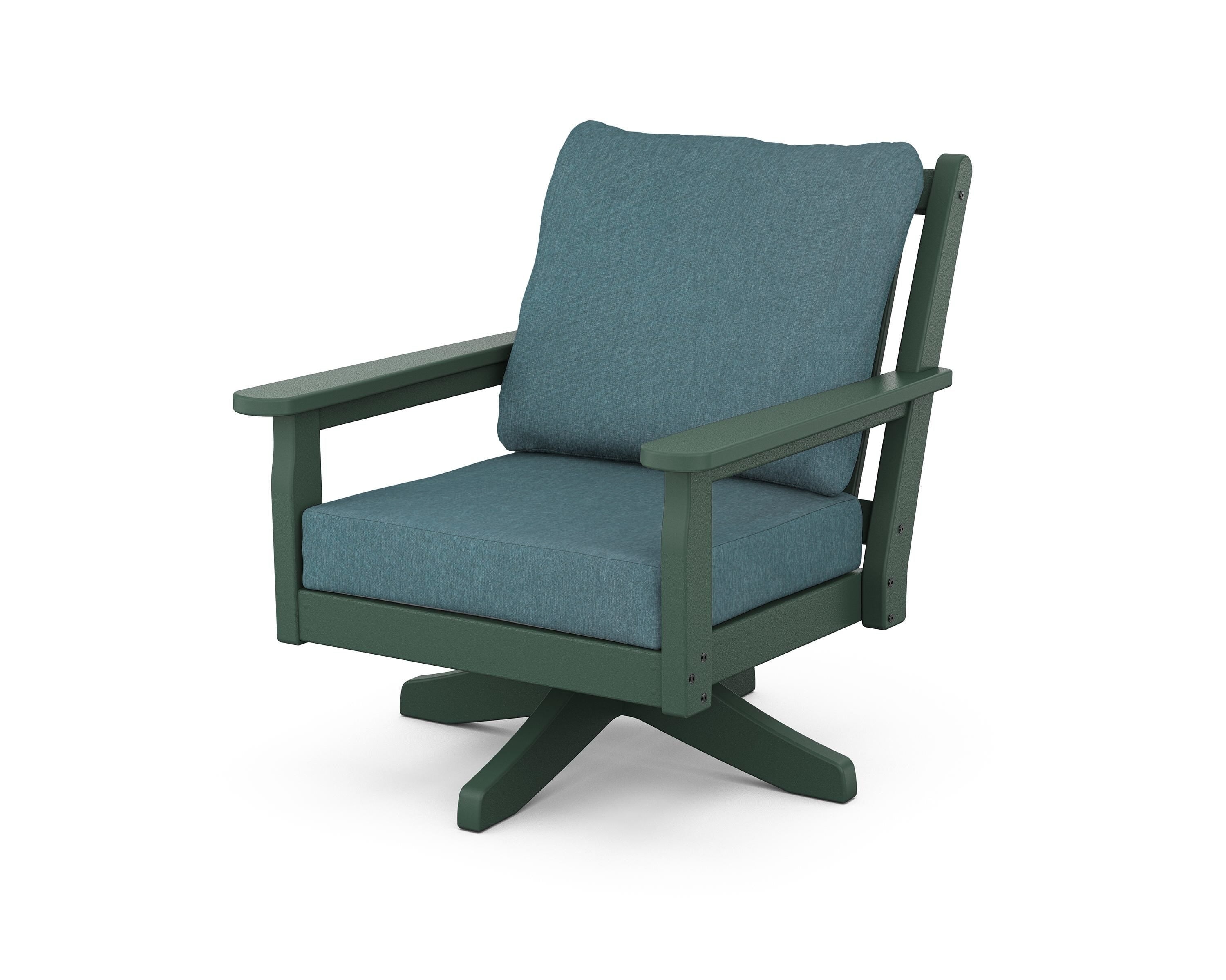 POLYWOOD® Chippendale Deep Seating Swivel Chair in Green / Ocean Teal