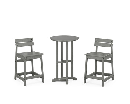 POLYWOOD® Modern Studio Plaza Lowback 3-Piece Bistro Counter Set in Slate Grey