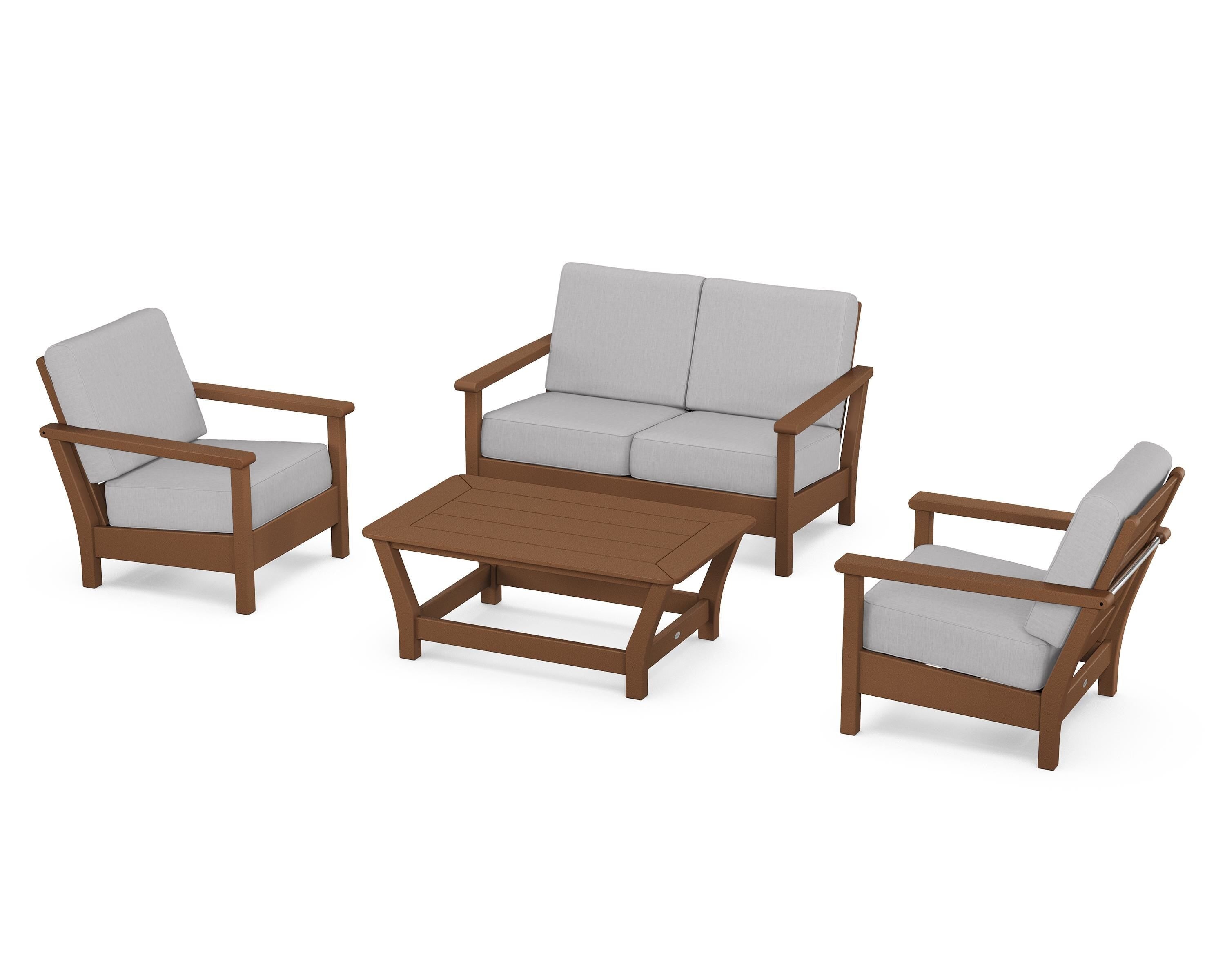POLYWOOD® Harbour 4-Piece Deep Seating Set in Teak / Granite