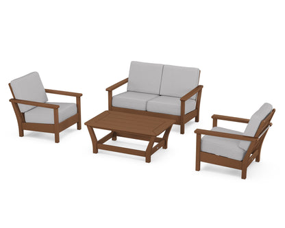 POLYWOOD® Harbour 4-Piece Deep Seating Set in Teak / Granite