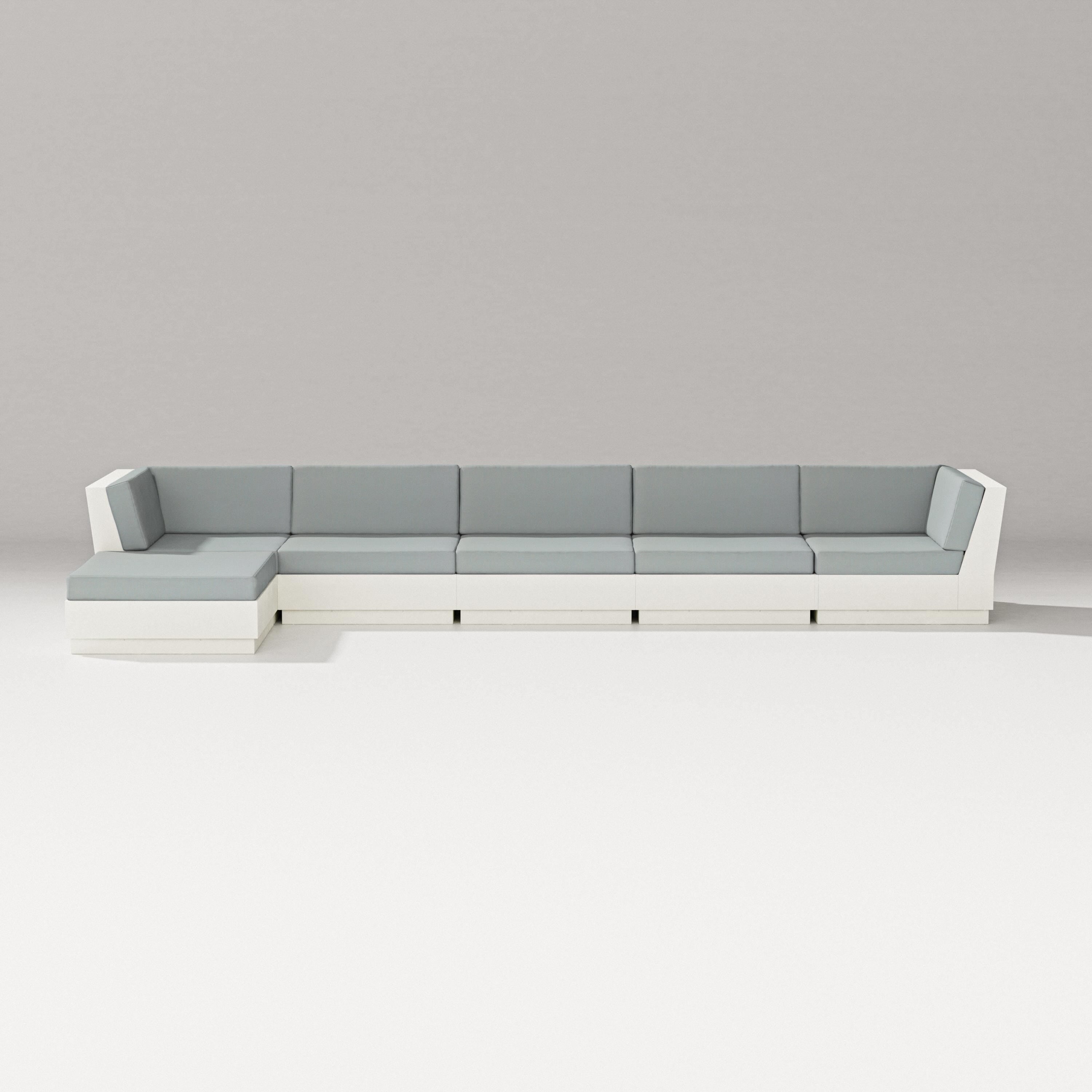 PW Designer Series Elevate 6-Piece Chaise Sectional in Vintage White / Spa