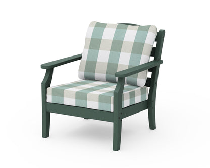 Draper James™ by  POLYWOOD® Savannah Deep Seating Chair in Green / Buffalo Plaid Glacier Spa