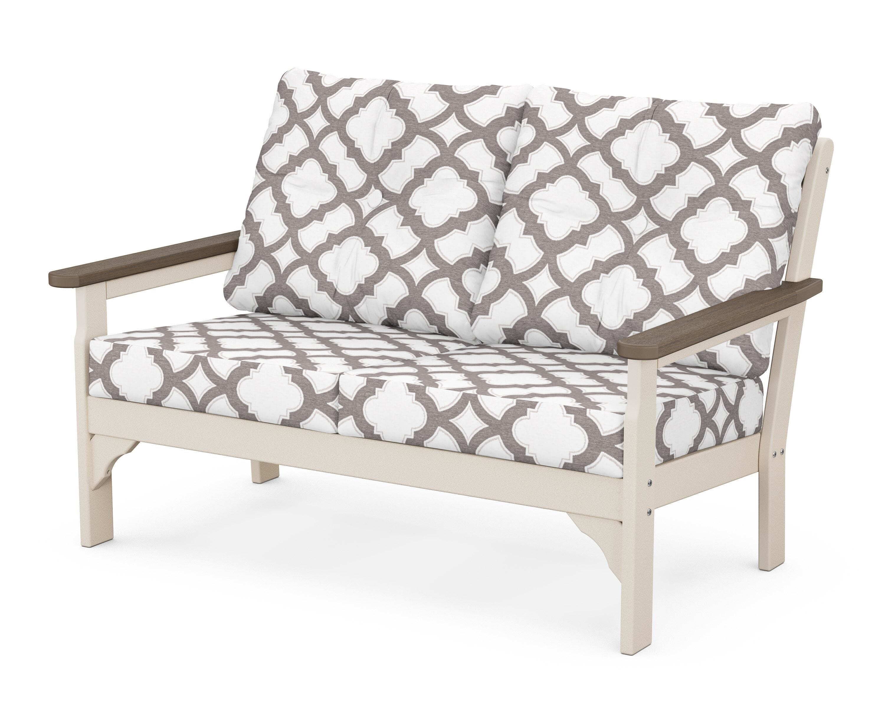 POLYWOOD® Vineyard Deep Seating Loveseat in Sand / Kona / Trellis Grey Mist