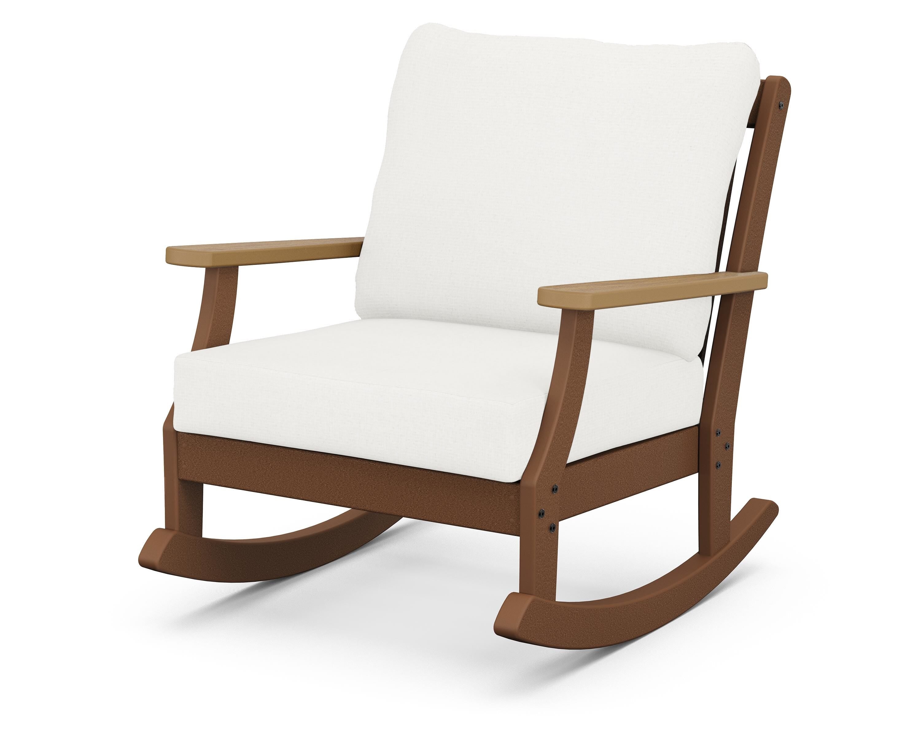 POLYWOOD® Braxton Deep Seating Rocking Chair in Teak / Natural / Natural Linen