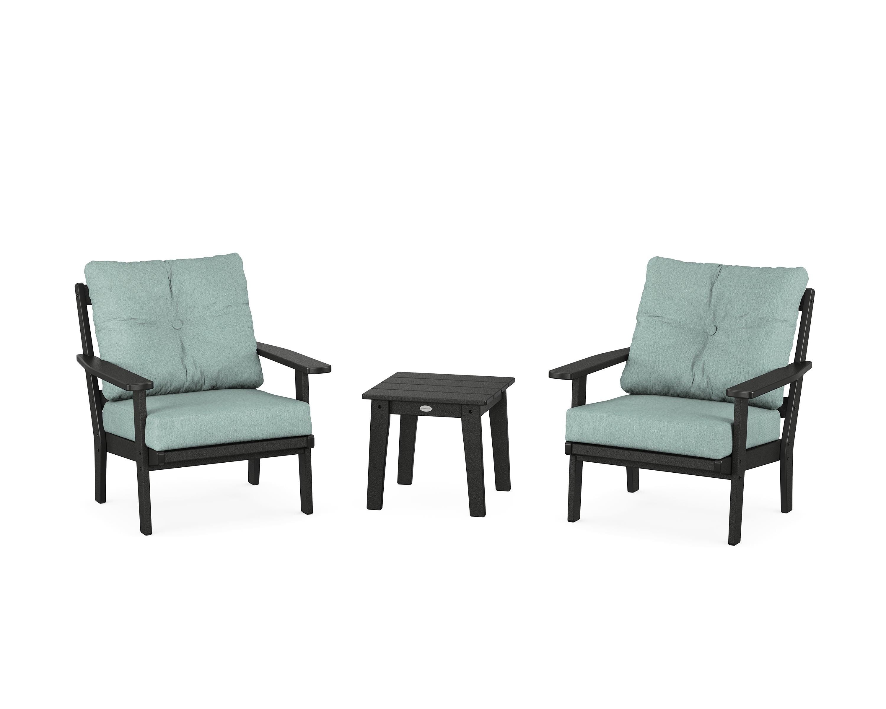 POLYWOOD® Prairie 3-Piece Deep Seating Set in Black / Glacier Spa
